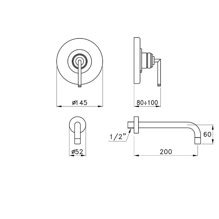 Stella Titian Встраиваемый смеситель для раковины 3863MC P.V., цвет: хром