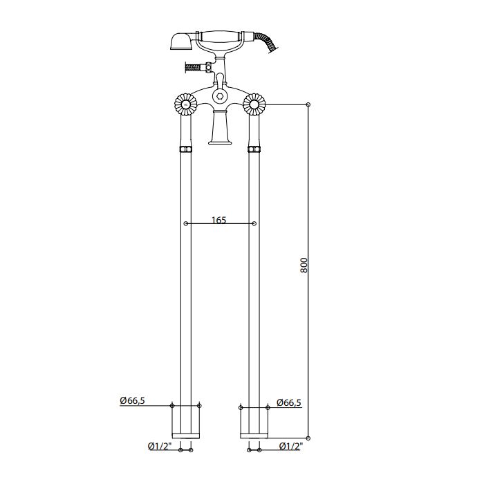 Bongio Rivoli Смеситель для ванны, цвет золото/хрусталь