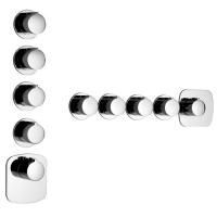 Gessi Tondo Встраиваемый термостат для душа, с 4мя независимыми выходами, верт/гориз установка, (внешние части), цвет: хром