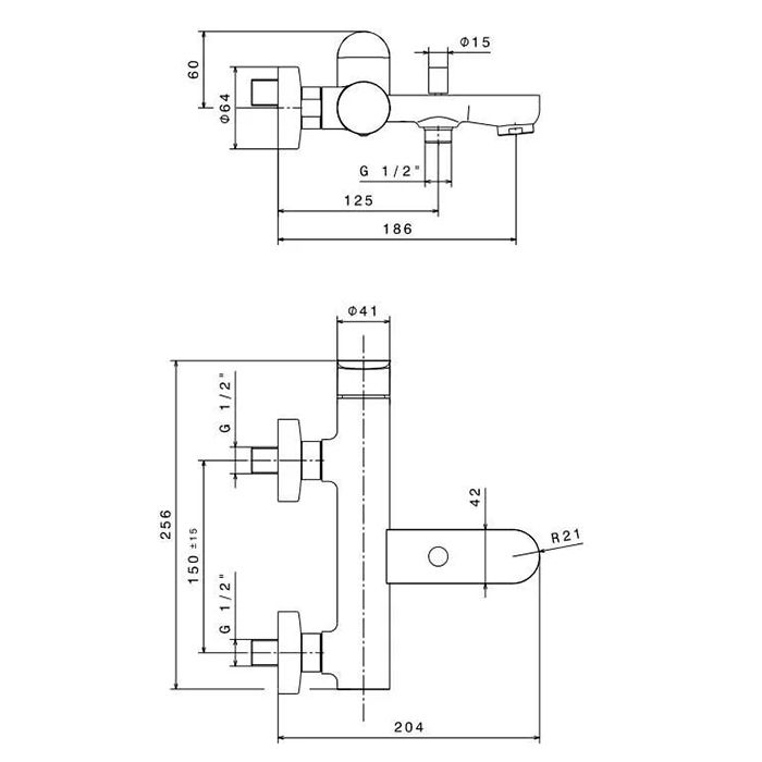 Смеситель для ванны OLE настенный с  дивертором ванна/душ, без лейки, золотой атласный, артикул 69440KM.M0.071