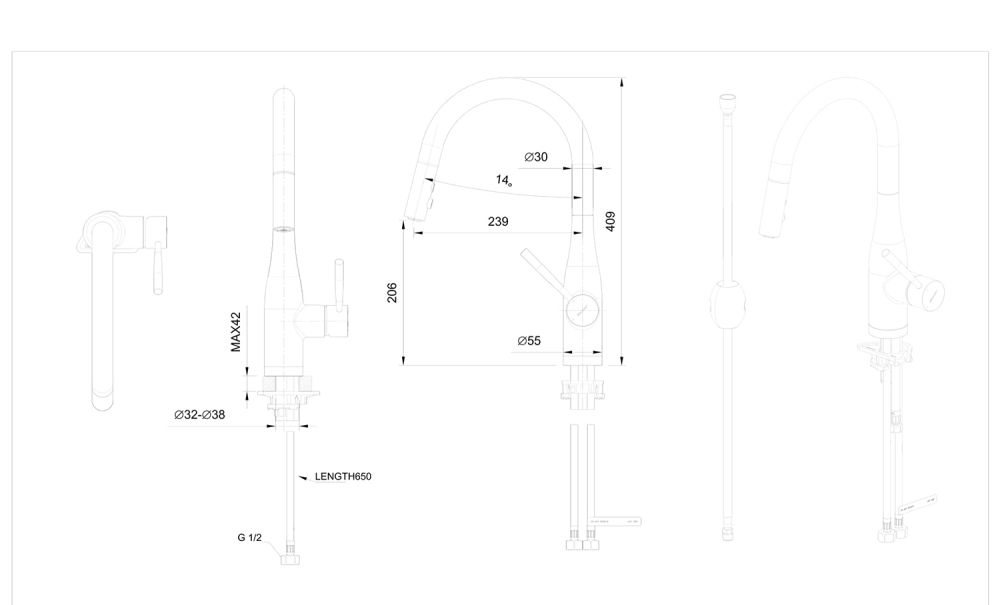 Смеситель для кухни Bravat Miranda F7164208BW-1B-ENG, черный