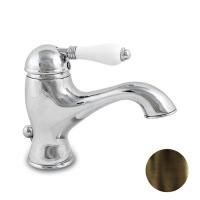 Nicolazzi P.m. Blanc Смеситель для раковины однорычажный, с донным клапаном, ручки белая керамика, цвет: тёмная бронза