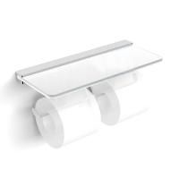 Держатель туалетной бумаги Langberger 32042B двойной с полкой Матовый хром