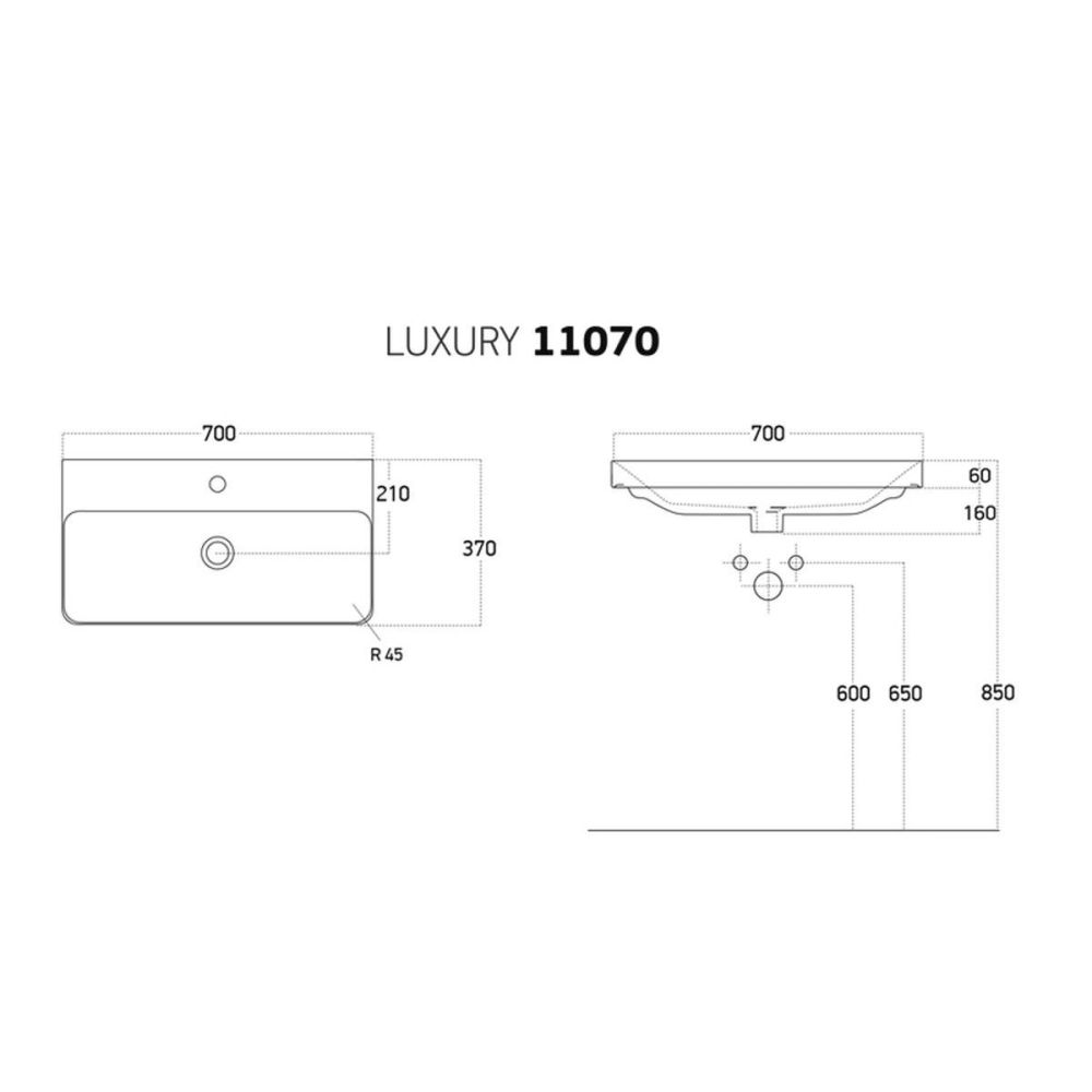 Раковина Dreja Luxury 11070-KL, 70 см, артикул 11070-KL