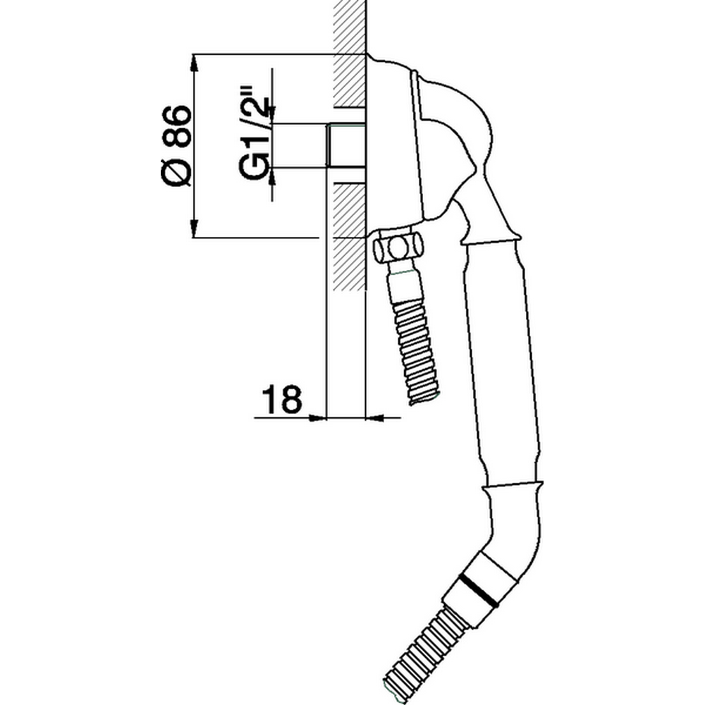 CISAL Arcana Toscana Душевой гарнитур:ручная лейка,шланг 120 см,вывод с держателем, цвет хром