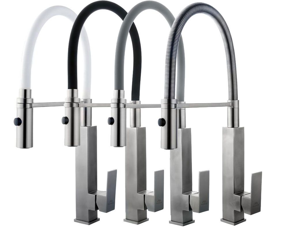 Смеситель для кухни с гибким изливом FASHUN A54102-8, сатин/белый