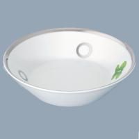 THG CAPUCINE VERT DECOR PLATINE Блюдо керамическое ø130 мм., настольное, декор платина/зеленый, цвет белый