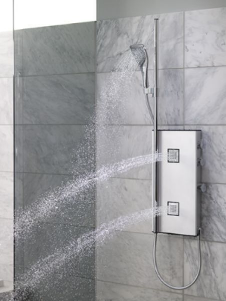 Душевая панель Jacob Delafon Water Tiles Tower E3870-185 Матовый алюминий Душевая панель Jacob Delafon Water Tiles Tower E3870-185 Матовый алюминий