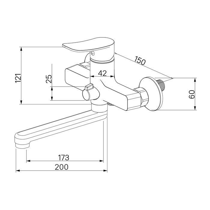 Смеситель для ванны Milardo глянцевый хром, Demi (DEMSB02M02), артикул DEMSB02M02