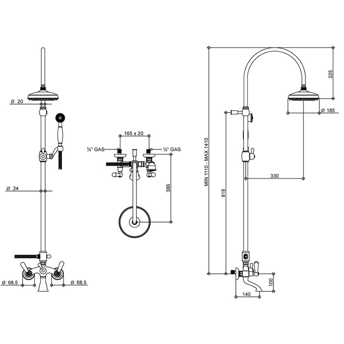 Bongio Oxford Lux Смеситель для ванны, цвет хром/белый фарфор