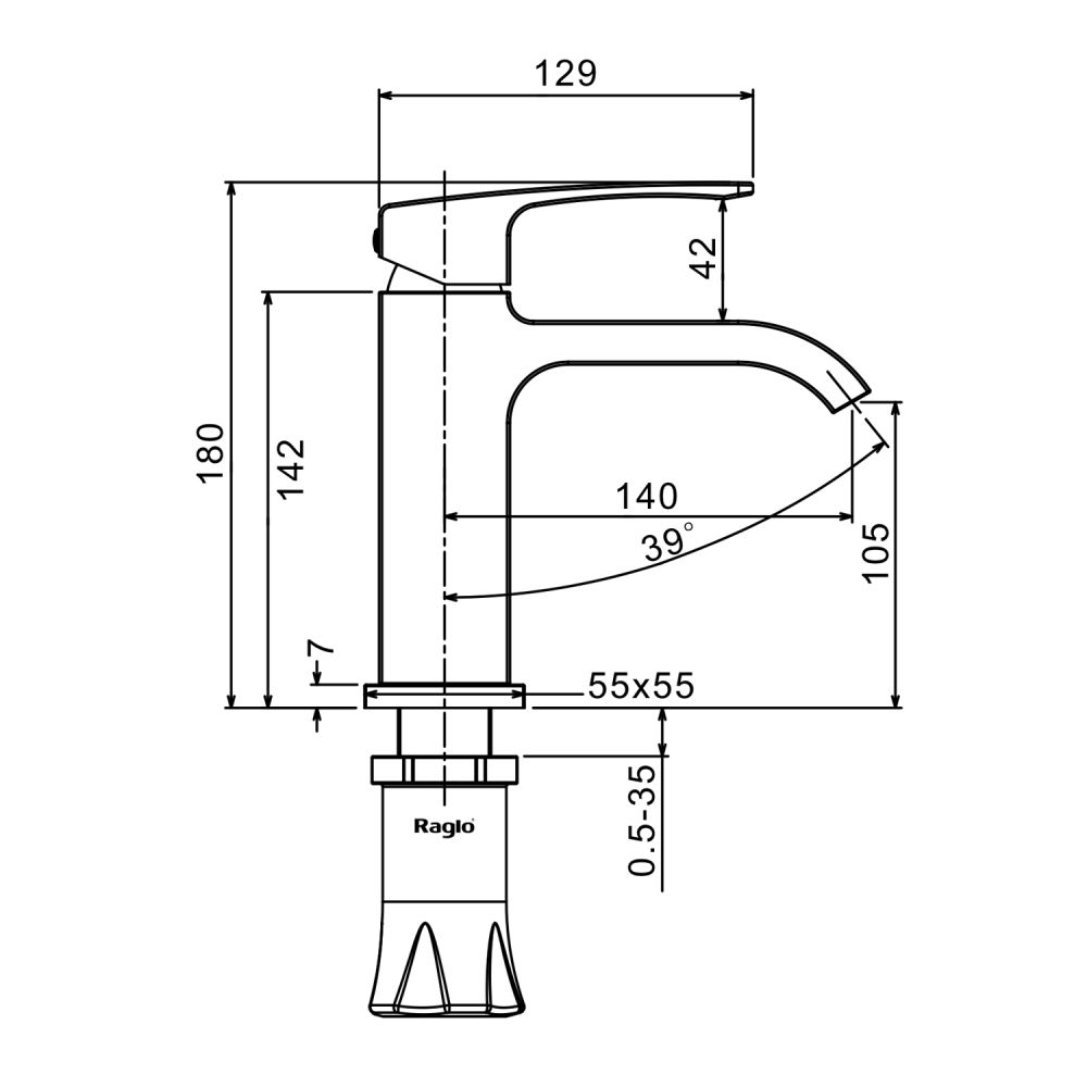 Смеситель для раковины Raglo R02.10.06, черный