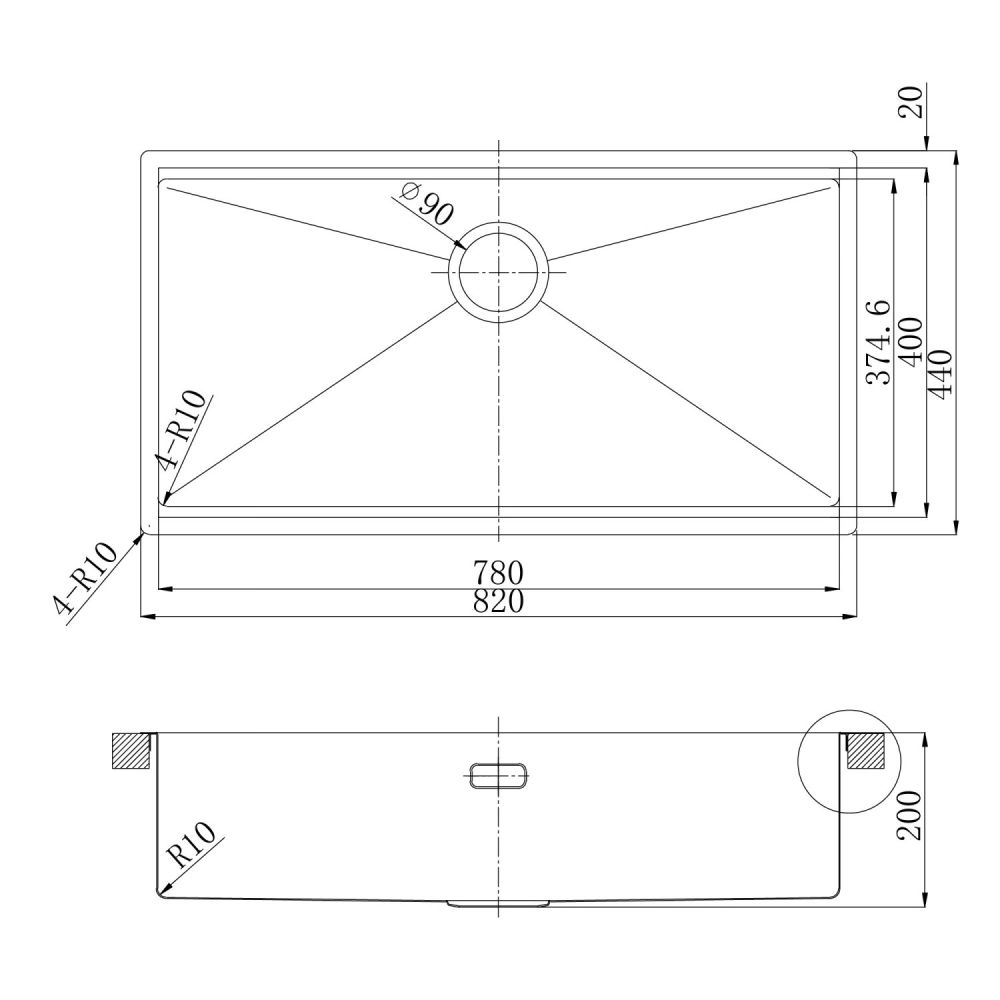 Кухонная мойка Lemark TABAGA 820 прямоугольная из нержавеющей стали с аксессуарами в комплекте: ролл-мат, коландер, разделочная доска цвет: графит (9936135), артикул 9936135