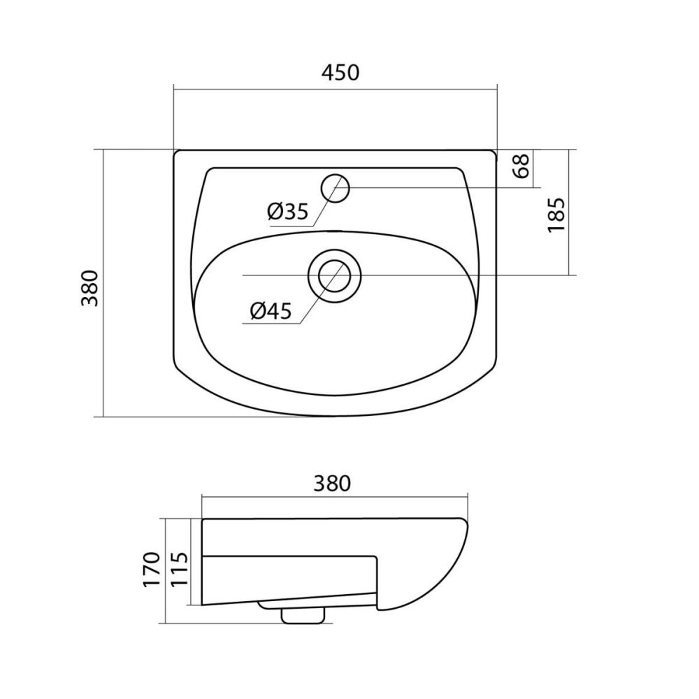 Раковина VIANT Santek Азов 45 отверстие под смеситель (1WH112449), артикул 1WH112449