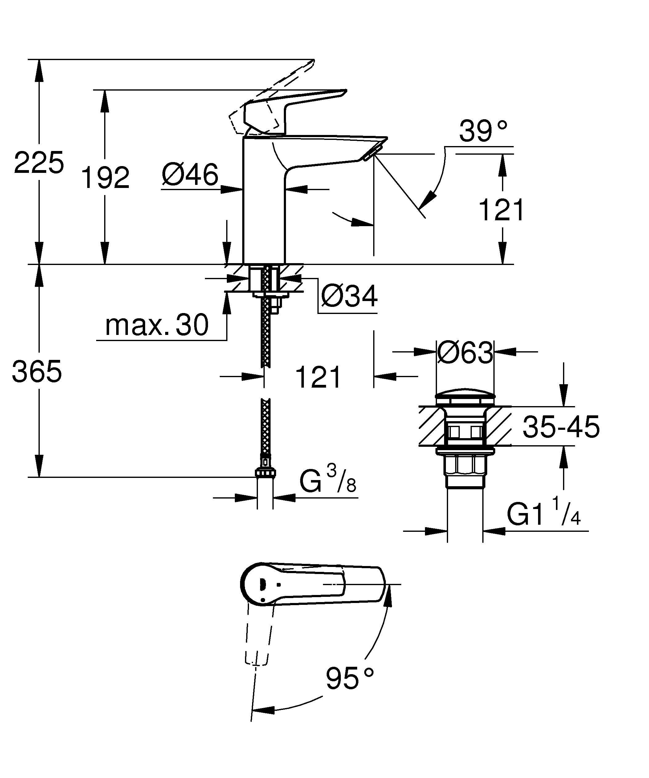 Смеситель для раковины GROHE Start с нажимным донным клапаном, хром (23746002) Смеситель для раковины GROHE Start с нажимным донным клапаном, хром (23746002)