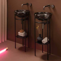 Globo Ring Консоль напольная 35x38 h84,5 под раковину B6T38, с полотенцедержателем, цвет черный матовый