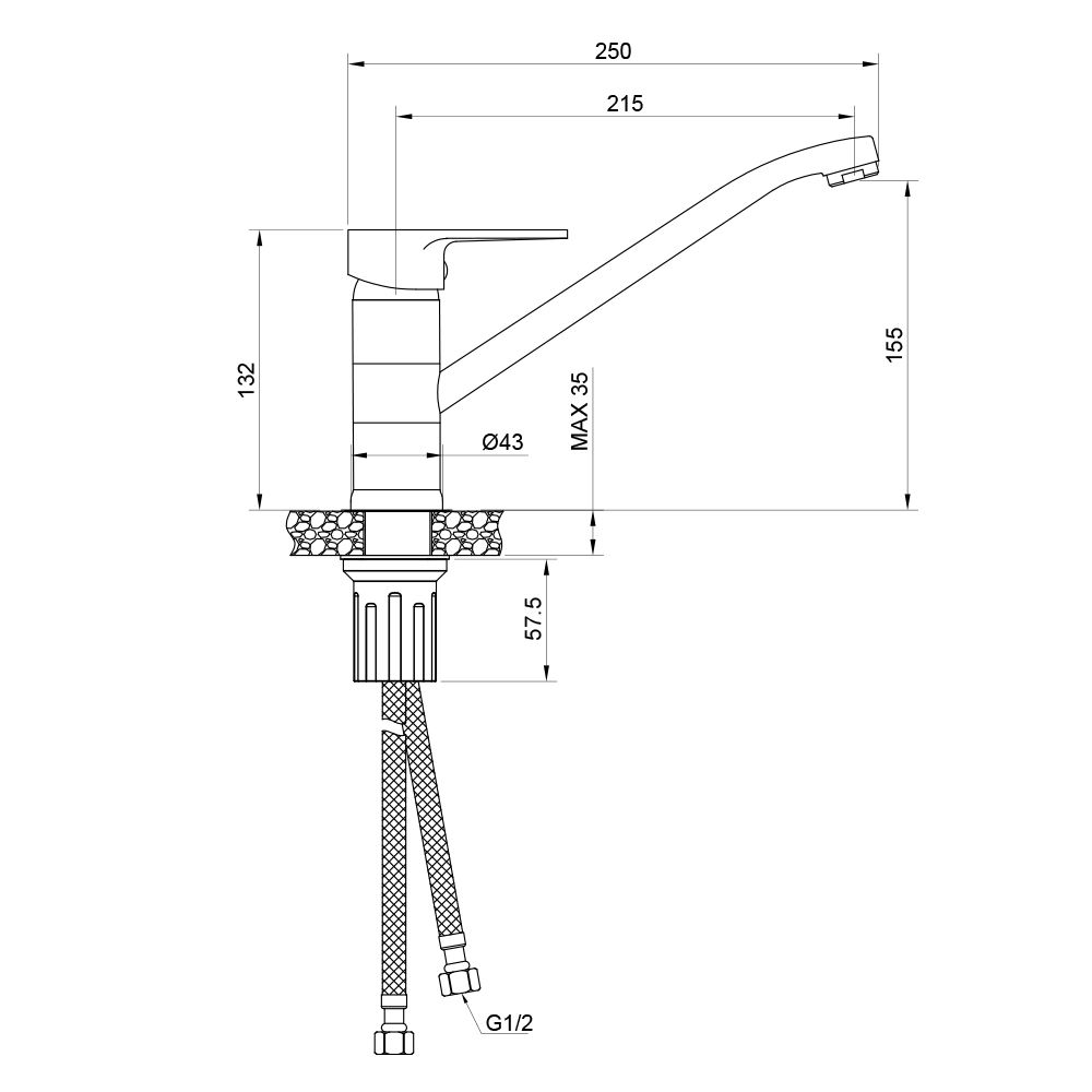 Смеситель для кухни WesnaArt NATUR NAT07-131, хром, артикул NAT07-131