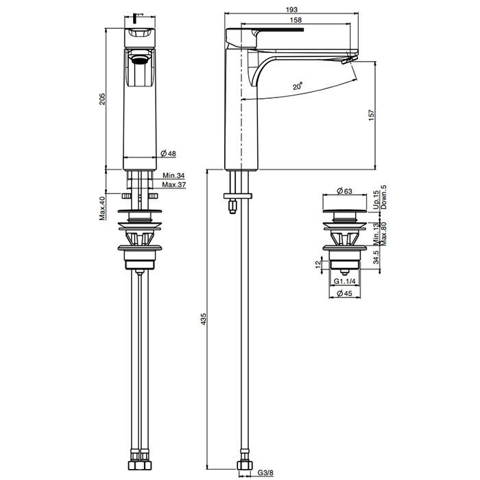 Fima Carlo Frattini Mast Смеситель для раковины, на 1 отв., высокий h: 20.5см., цвет: хром, артикул F3131LCR.1.ES