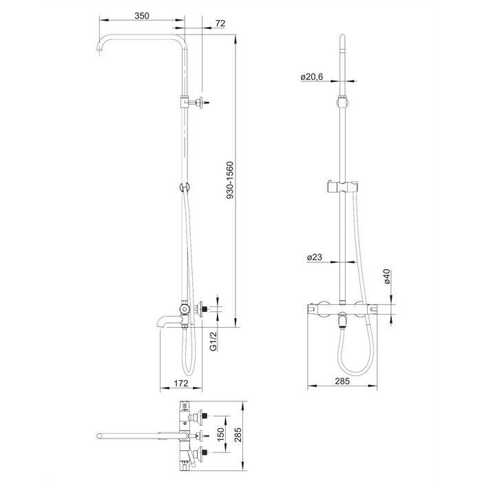 Термостатическая система для ванны наружного монтажа OMNIRES Y Y1234ALGL (золото)