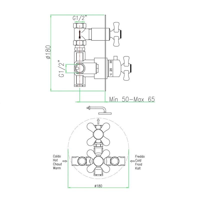 Смеситель для душа встраиваемый с термостатом Webert Armony AM970901060, медь