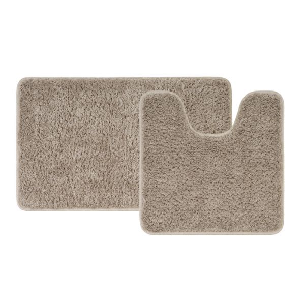 Набор ковриков для ванной комнаты, 50х80 + 50х50, микрофибра, светло-коричневый, IDDIS, BSET07Mi13