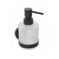 Дозатор X-ROUND BLACK стеклянный матовый, 200 мл с держателем, черный, Sapho