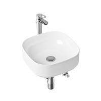 Комплект 4 в 1 Lavinia Boho Bathroom Sink Slim 21510232, накладная фарфоровая раковина 40 см, смеситель с донным клапаном, латунный сифон, угловые вентили 2 шт.