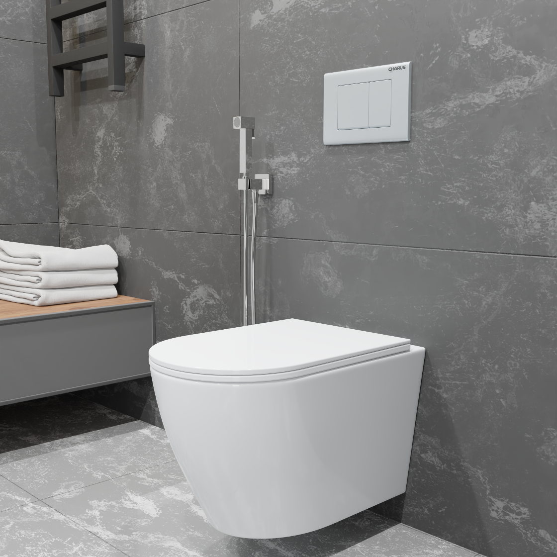 ESTELLA RIMLESS
Безободковый подвесной унитаз с горизонтальным выпуском в стену c легкосъемным сиденьем с функцией микролифт в комплекте    
Тип смыва: Каскадный                     
Размер : 555*360*350mm  
EWC700-121W, артикул EWC700-121W