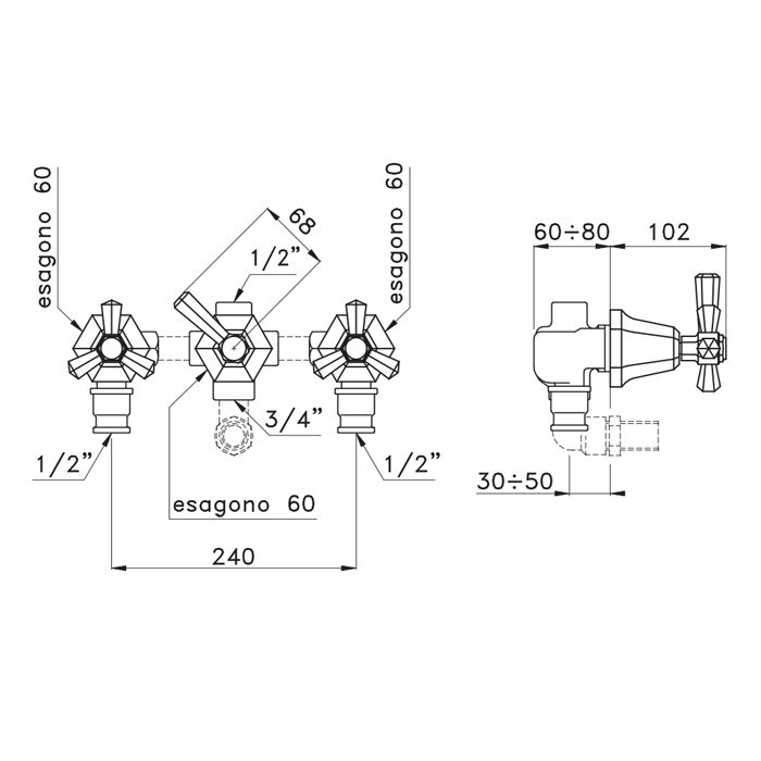 Stella Eccelsa Встраиваемый смеситель для ванны/душа 3254 с переключателем, цвет: золото 24К