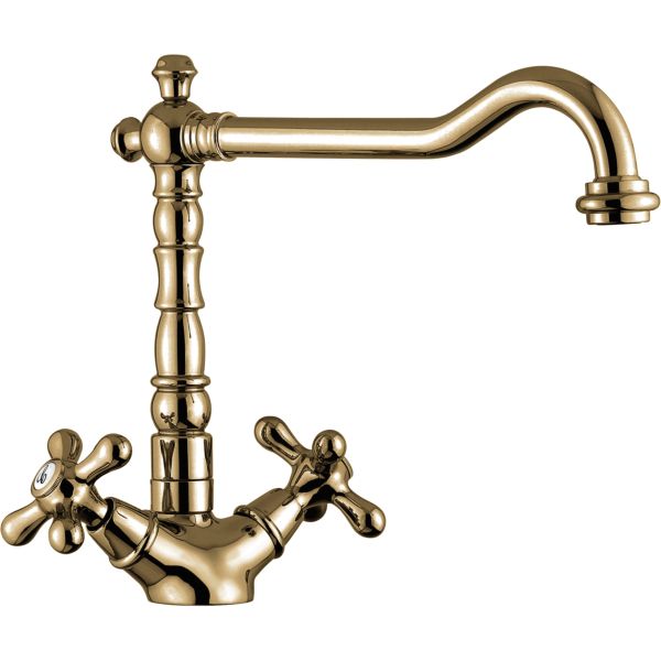 Emmevi Deco Old, двухвентильный кухонный смеситель (поворотный излив 23 см), без донного клапана, цвет бронза