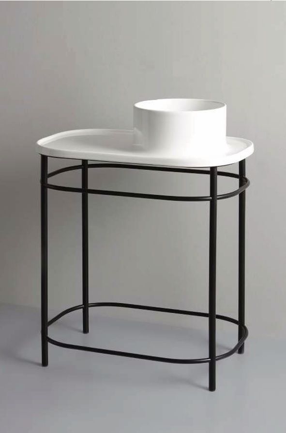 White Ceramic Upper, комплект консоль W11080M + раковина без отв. под смеситель W3007, цвет черный матовый, артикул UpperSET01-RAL9005