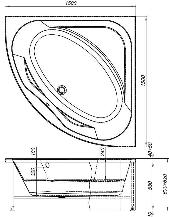 Каркас сварной для акриловой ванны Aquanet Vista 150x150 Каркас сварной для акриловой ванны Aquanet Vista 150x150