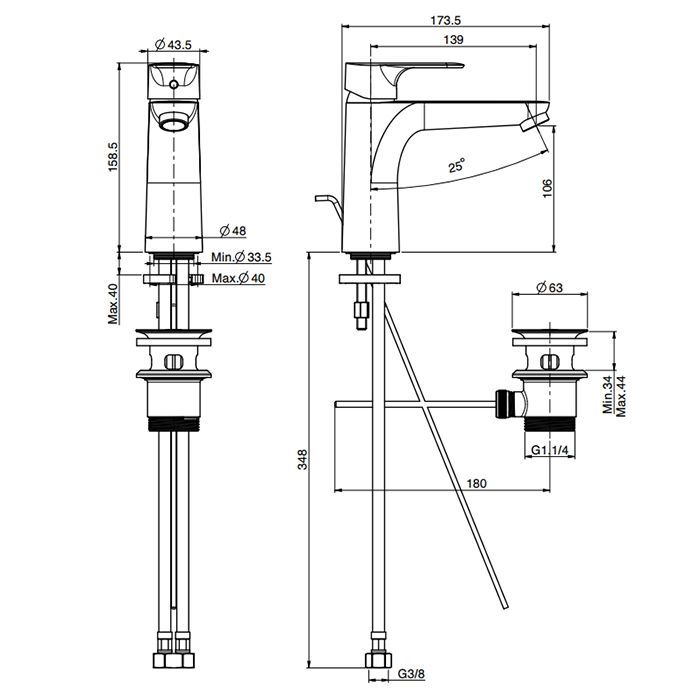 Fima Carlo Frattini Serie 22 Cмеситель для раковины, на 1 отв., с донным клапаном, цвет: чёрный матовый Fima Carlo Frattini Serie 22 Cмеситель для раковины, на 1 отв., с донным клапаном, цвет: чёрный матовый