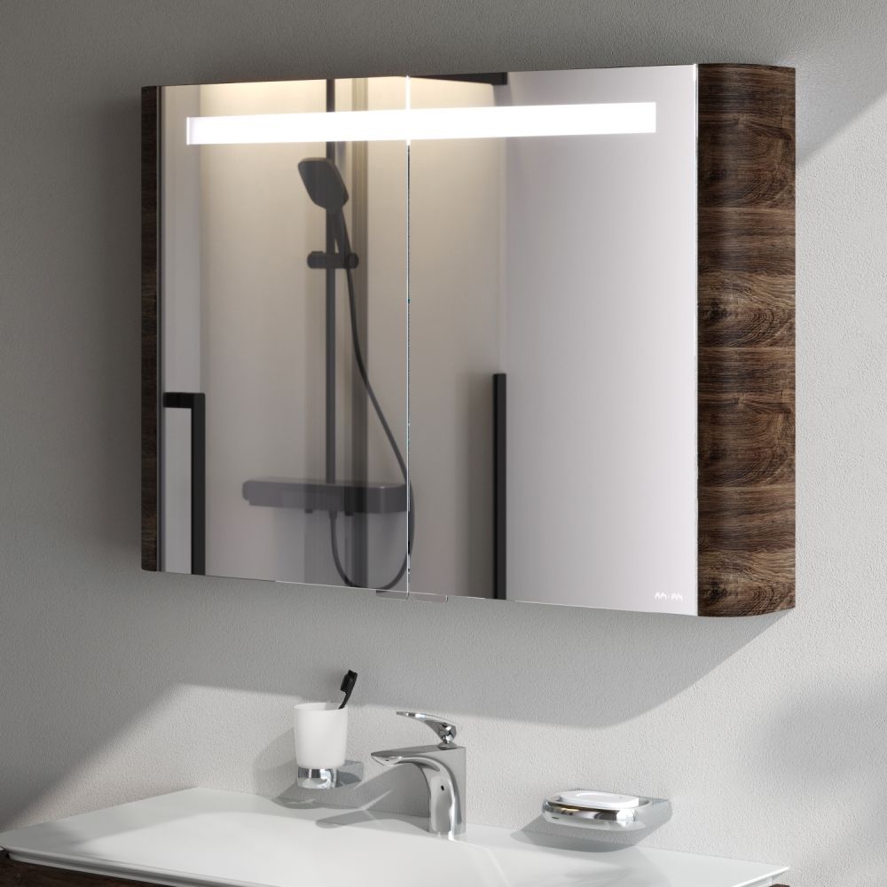 M30MCX1001NF Sensation, зеркало, зеркальный шкаф, 100 см, с подсветкой, орех, текстурированная, шт M30MCX1001NF Sensation, зеркало, зеркальный шкаф, 100 см, с подсветкой, орех, текстурированная, шт