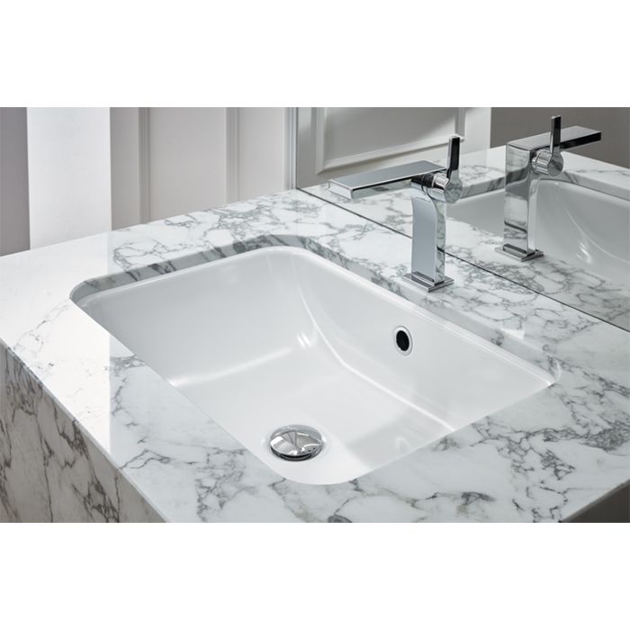 BETTE One  Раковина  встраиваемая снизу  , квадратная 767х400х130 мм, эм. сталь. без отв.под смесит. c переливом, белая