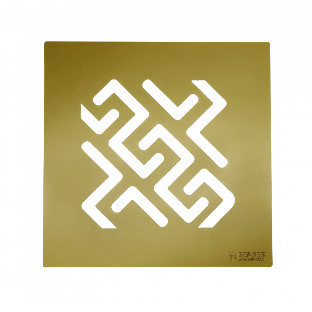 Трап BERGES водосток PLATZ Antik 150х150, бронза, S-сифон D50 H60 боковой