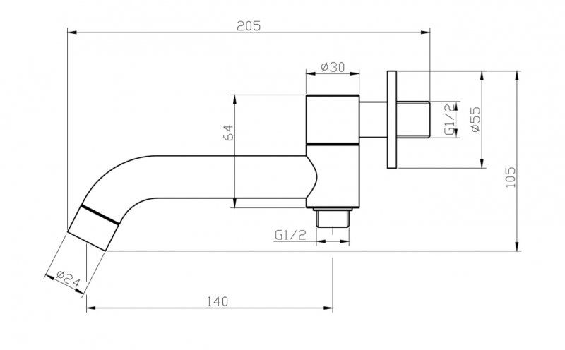 ANCONA Излив для ванны с дивертором для душа ANCONA-BCA-CRM, артикул ANCONA-BCA-CRM