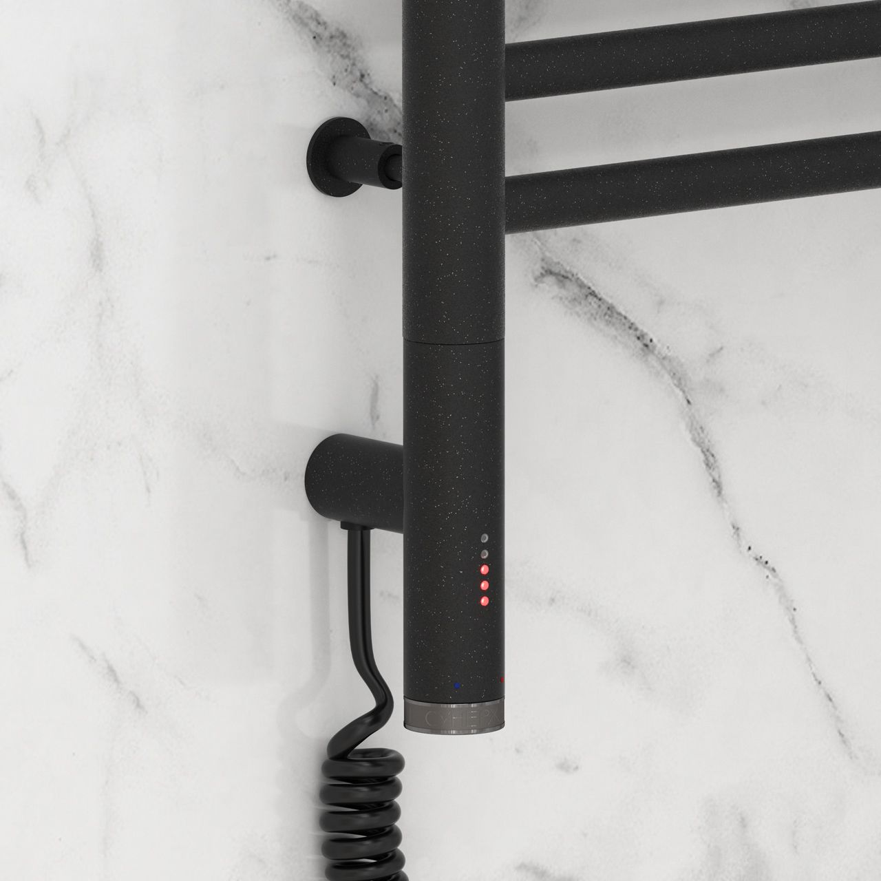 Полотенцесушитель электрический "БОГЕМА 3.0" прямая 600х500 / МЭМ левый (Тёмный титан муар)