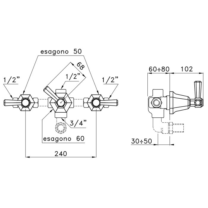 Stella Eccelsa Leve Встраиваемый смеситель для ванны/душа 3254 с переключателем, цвет: хром