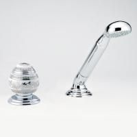 THG MARQUISE BLANC DECOR PLATINE Смеситель на борт ванны на 2 отв, прогрессивный, без излива, с ручным душем, ручки белые, декор платина, цвет хром