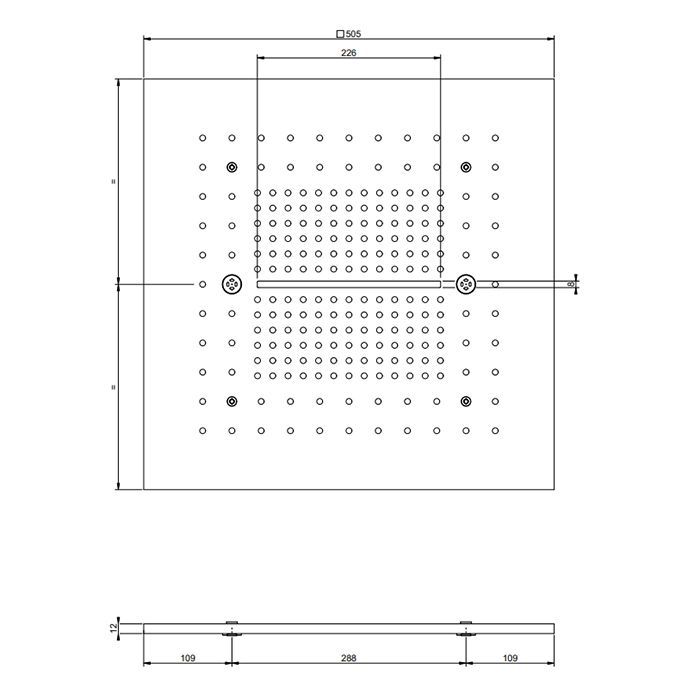 GESSI Накладная панель 500x500 мм., для душевой системы, встраиваемой в потолок, цвет Black Metal PVD