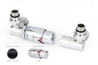 Автоматический терморегулятор 3D левый G 1/2" НР х G 3/4" НГ (набор) (МУАР Темный Титан - Хром)