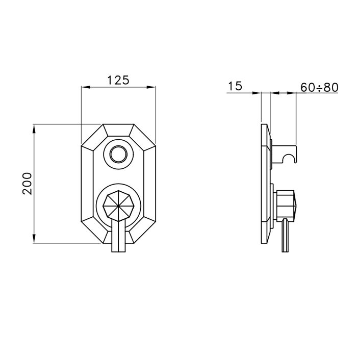 Stella Firenze Внешняя часть встраиваемого смесителя для ванны/душа 3254MC P.V. с авт.переключателем, цвет: хром
