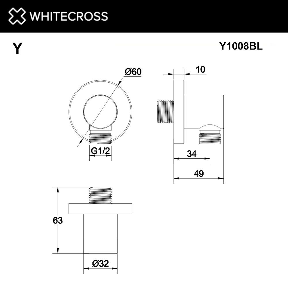 Угловой соединительный элемент WHITECROSS Y1008BL (черный мат) Угловой соединительный элемент WHITECROSS Y1008BL (черный мат)