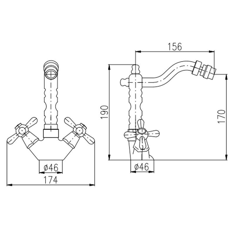 Смеситель для биде Rav Slezak MORAVA MK521.5/9SM, бронза