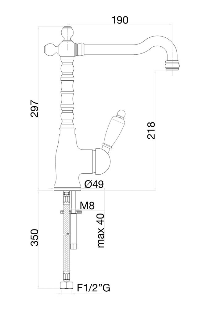 Смеситель для раковины Fiore IMPERIAL BLACK 89CR5225, хром