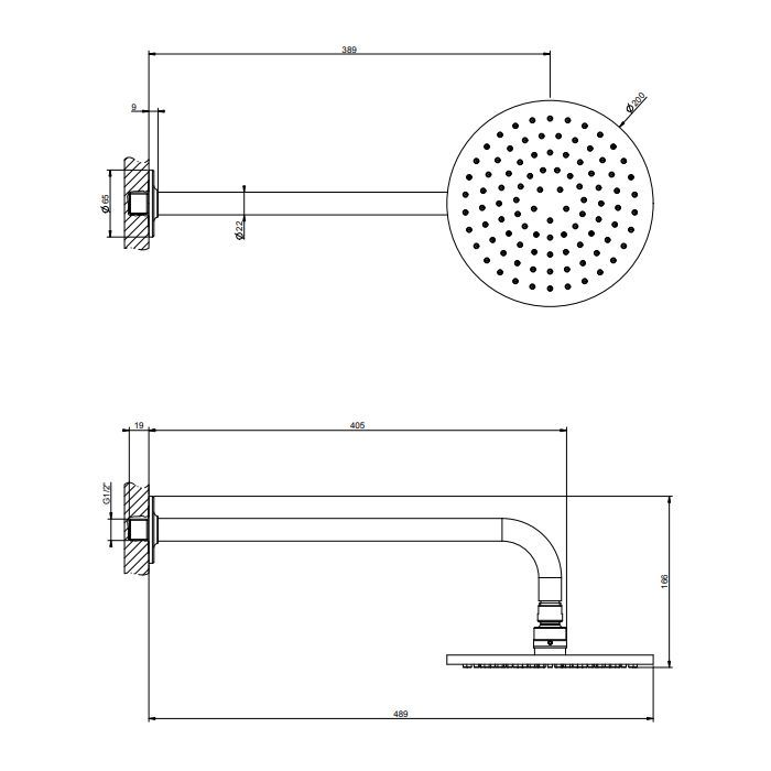 GESSI INCISO Душевая головка настенная, шарнирная на 1/2”,  Ø200мм, цвет: хром