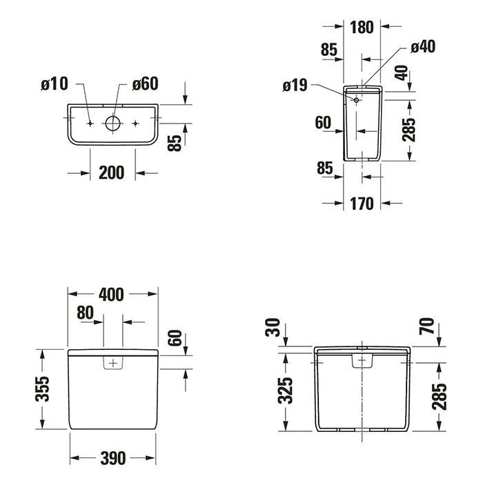 Duravit  Qatego Бачок для унитаза 6/3 л, подкл воды справа/слева,  цвет белый
