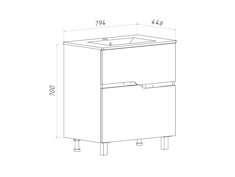 Тумба Runo Палермо 80 напольная под умывальник 00-00002556 (Teffy 80) (00-00004158), артикул 00-00004158