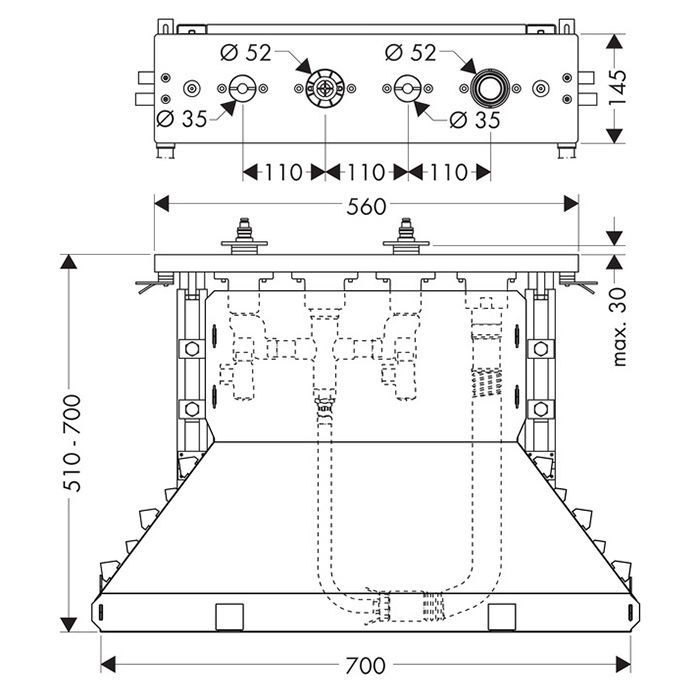 AX MyEdition Скрытая часть для ванны на 4 отверстия, монтаж на плитку AX MyEdition Скрытая часть для ванны на 4 отверстия, монтаж на плитку