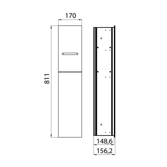 Emco Asis module 2.0 Встр.модуль для туалета 170xh811мм, 2 двери петли R, держатель т/бумаги, ёршик, цвет хром/optiwhite (без м/рамы 9750 000 51)